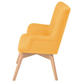 Armchair with Footstool Yellow Fabric - Side View