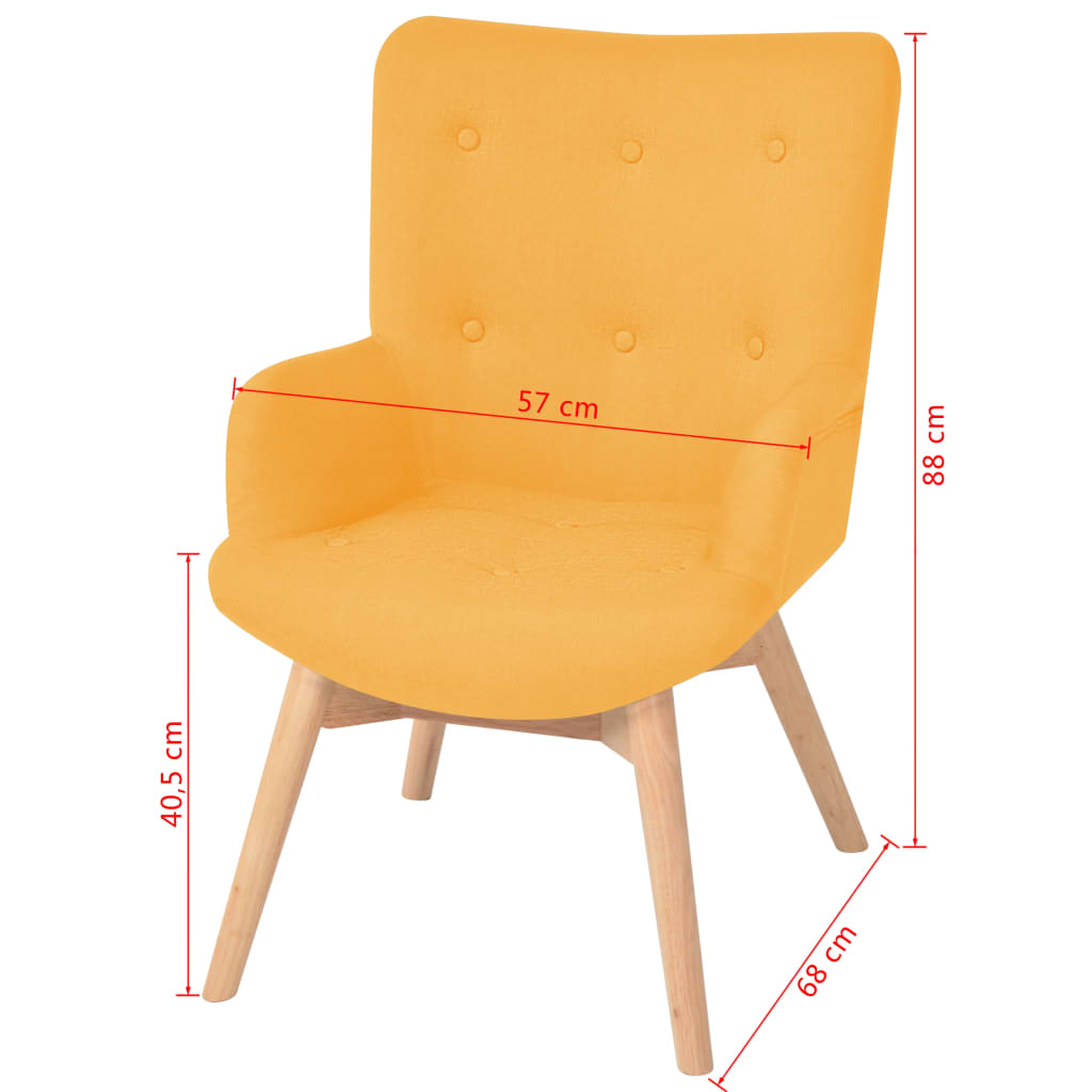 Armchair with Footstool Yellow Fabric