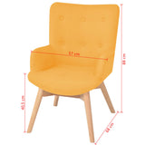 Armchair with Footstool Yellow Fabric