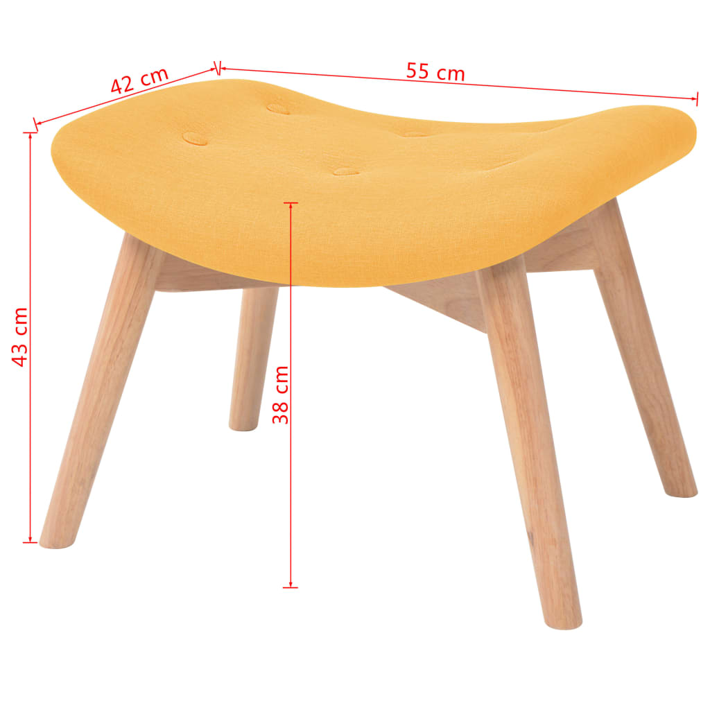 Armchair with Footstool Yellow Fabric