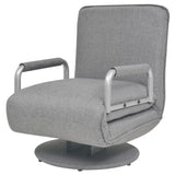 Swivel Chair and Sofa Bed Light Grey Fabric - 45-Degree Angle