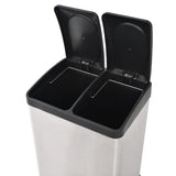 Recycling Pedal Bin Garbage Trash Bin Stainless Steel 36 L - 45-Degree Angle