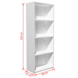 Bookshelf Engineered Wood 60x31x155 cm white - 45-Degree Angle