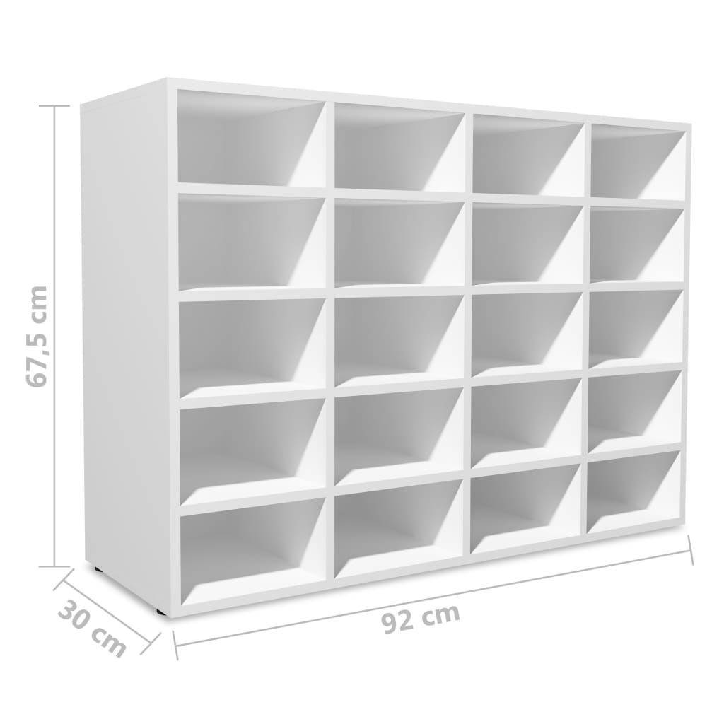 Shoe Rack Engineered Wood 92x30x67.5 cm White