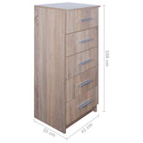 Tall Chest of Drawers Engineered Wood 41x35x106 cm Oak - Rear View