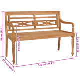 Batavia Bench 120 cm Teak - 45-Degree Angle
