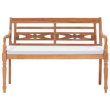Batavia Bench with Cushions 120 cm Teak - Front View