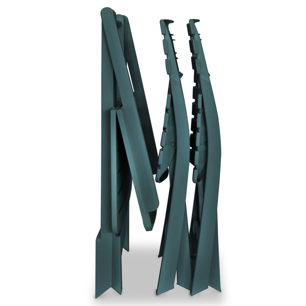 3 Piece Folding Bistro Set Plastic Green