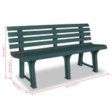 Garden Bench 145.5 cm Plastic Green - Rear View