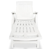 Sun Lounger with Footrest Plastic White - Front View