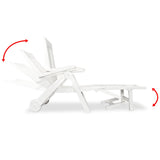 Sun Lounger with Footrest Plastic White - Rear View