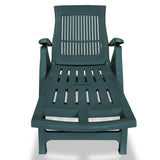 Sun Lounger with Footrest Plastic Green - Front View