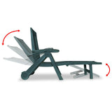 Sun Lounger with Footrest Plastic Green - Rear View