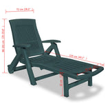 Sun Lounger with Footrest Plastic Green - Low Angle