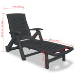 Sun Lounger with Footrest Plastic Anthracite - Low Angle