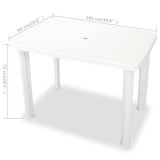 Garden Table White 101x68x72 cm Plastic - 45-Degree Angle
