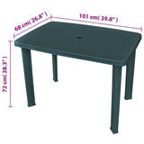 Garden Table Green 101x68x72 cm Plastic - 45-Degree Angle