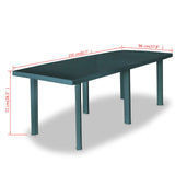 Garden Table Green 210x96x72 cm Plastic - 45-Degree Angle