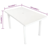 Garden Table White 126x76x72 cm Plastic