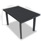Garden Table Anthracite 126x76x72 cm Plastic - 45-Degree Angle