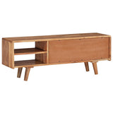 TV Cabinet Solid Acacia Wood with Carved Doors 117x30x40 cm - Top-Down View