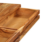 Console Table Solid Acacia Wood with Carved Drawers 118x30x80cm - Close-Up Angle