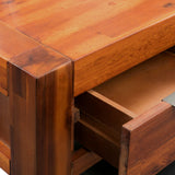 Dressing Table with Stool and Mirror Solid Acacia Wood - Rear View