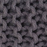 Hand-Knitted Pouffe Cotton 50x35 cm Grey - Front View
