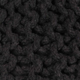 Hand-Knitted Pouffe Cotton 50x35 cm Black