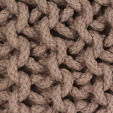 Hand-Knitted Pouffe Cotton 50x35 cm Brown