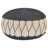Woven/Knitted Pouffe Jute Cotton 50x30 cm Blue