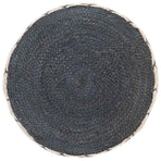 Woven/Knitted Pouffe Jute Cotton 50x30 cm Blue