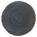 Woven/Knitted Pouffe Jute Cotton 50x30 cm Blue - Front View