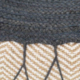 Woven/Knitted Pouffe Jute Cotton 50x30 cm Blue - Side View
