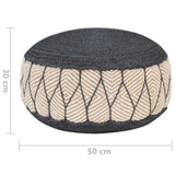 Woven/Knitted Pouffe Jute Cotton 50x30 cm Blue