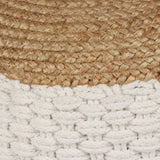Woven/Knitted Pouffe Jute Cotton 50x35 cm White
