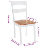 Dining Chairs 2 pcs White Solid Rubber Wood - Rear View