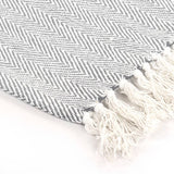 Throw Cotton Herringbone 125x150 cm Grey - Top-Down View