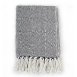 Throw Cotton Herringbone 125x150 cm Navy Blue - Front View