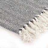 Throw Cotton Herringbone 220x250 cm Navy Blue - Top-Down View