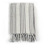Throw Cotton Stripes 125x150 cm Grey and White - Front View