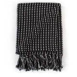 Throw Cotton Squares 125x150 cm Black - Side View