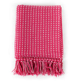 Throw Cotton Squares 125x150 cm Pink - Front View