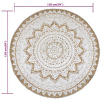 Area Rug Braided Jute Printed 150 cm Round