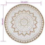Area Rug Braided Jute Printed 150 cm Round - Rear View