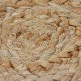 Area Rug Braided Design Jute 90 cm Round - Top-Down View