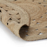 Area Rug Braided Design Jute 120 cm Round - Front View