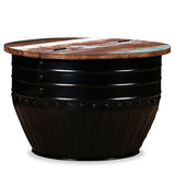 Coffee Table Solid Reclaimed Wood Black Barrel Shape - Extra Image