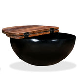 Coffee Table Solid Reclaimed Wood Black Bowl Shape - Top-Down View