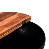 Coffee Table Solid Reclaimed Wood Black Bowl Shape - 45-Degree Angle